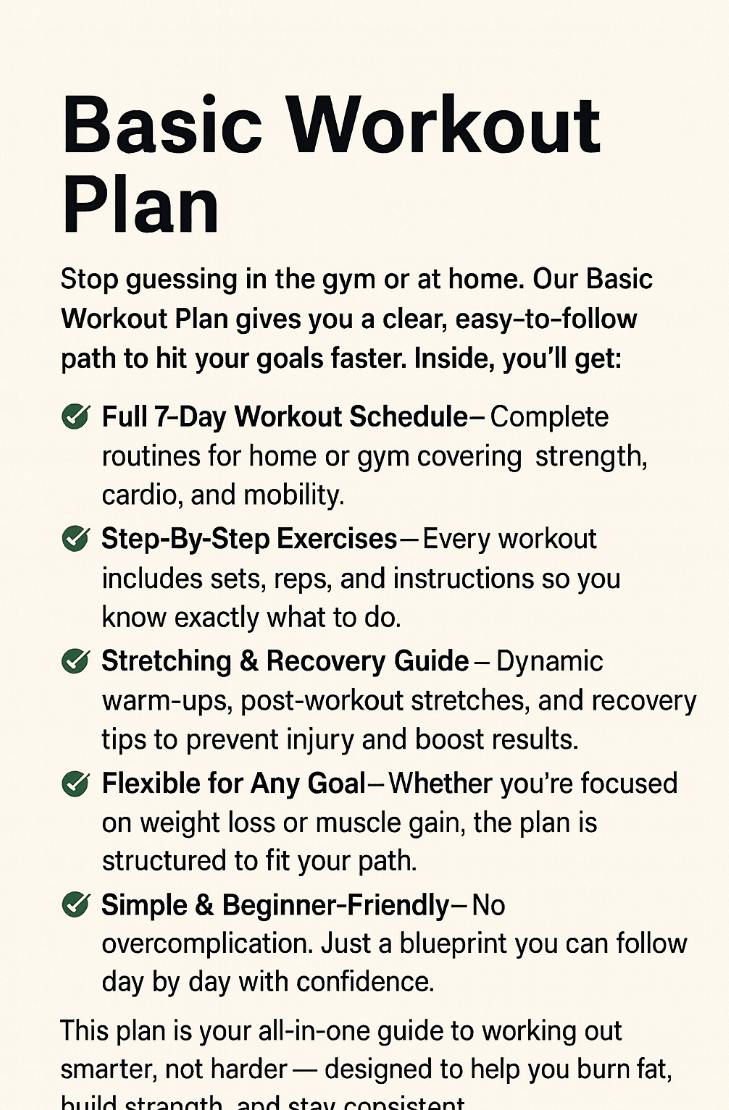 Basic Workout Plan- Weight Loss/Muscle Gain