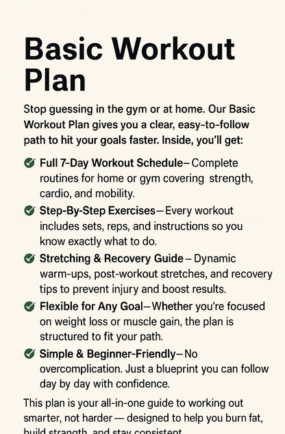 Basic Workout Plan- Weight Loss/Muscle Gain